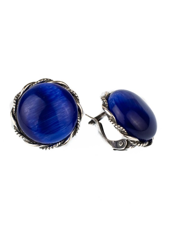 Серьги из кошачьего глаза "Косичка" сг-993-КГ