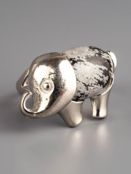 Кольцо из обсидиана "Слоник" 04-886