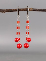 Серьги из им. коралла "Карамель" 03-1747