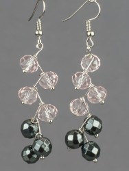 Серьги "Ёлочка" гематит, хрусталь с8314