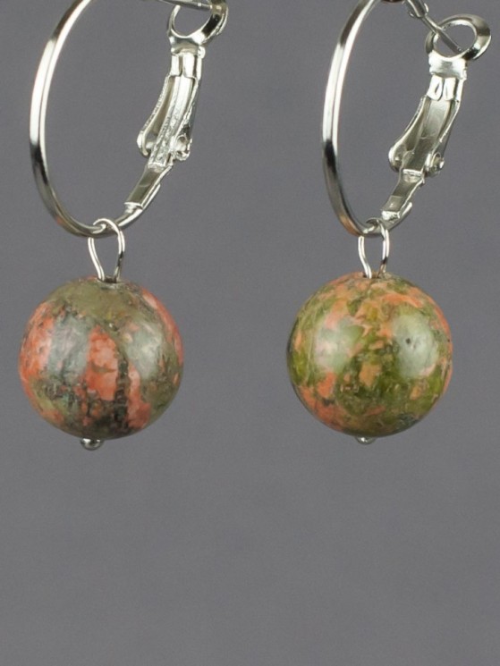 Серьги "Самба" унакит, арт. с8068