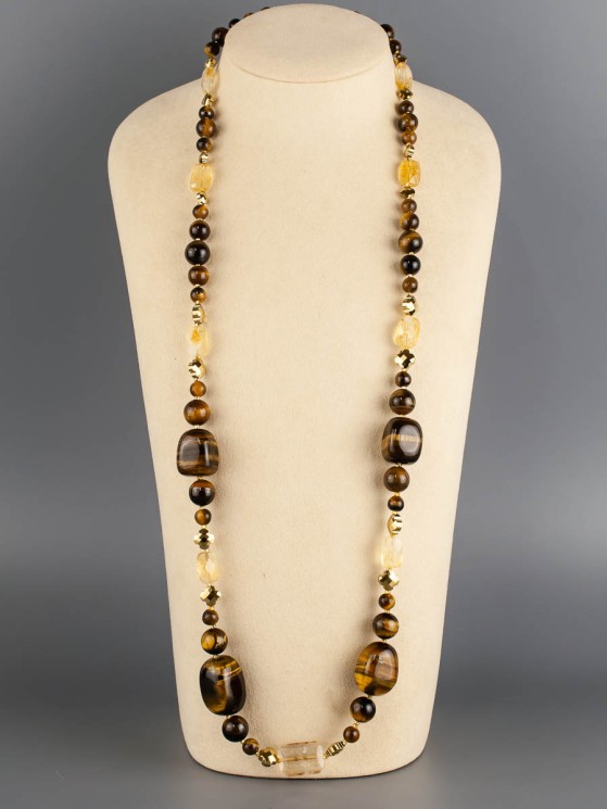 Бусы из тигрового глаза "Краски осени" 10-183