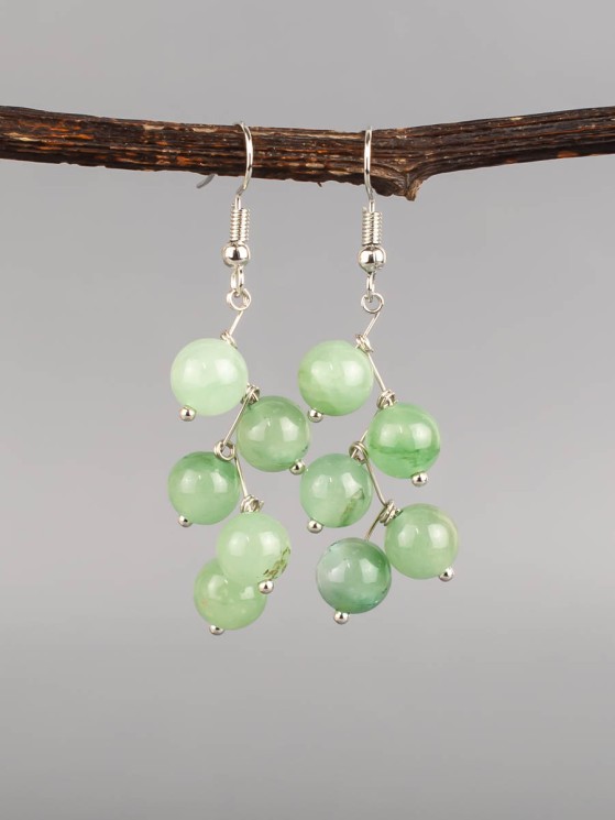 Серьги "Ёлочка" нефрит с8315