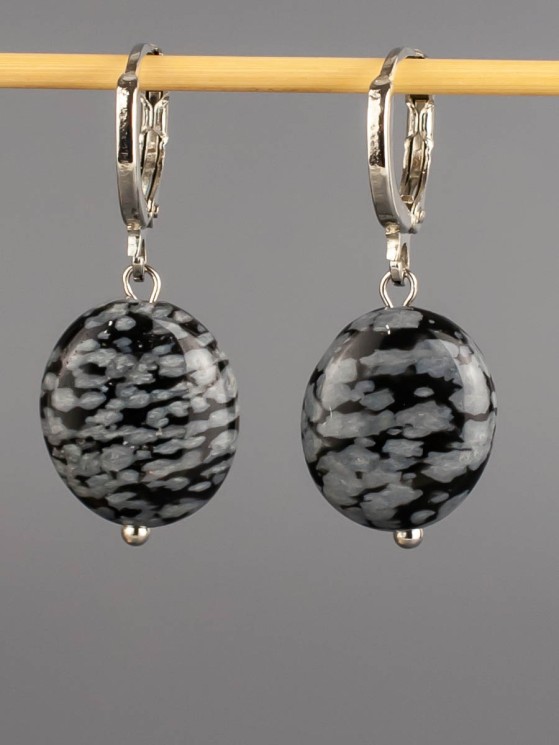 Серьги из обсидиана "Кэтти" 03-1514