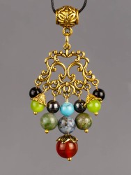 Кулон-оберег со шнурком  "7 камней - Овен" пд-1077