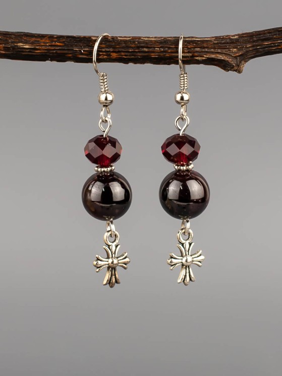 Серьги из граната "Сантия" 03-1717