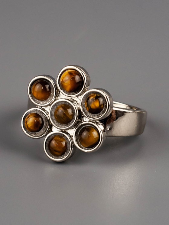 Кольцо из тигрового глаза "Цветик-семицветик" 04-703