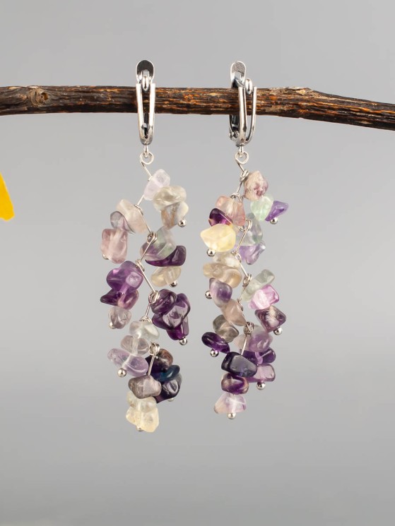 Серьги из флюорита "Веточка" 03-1658