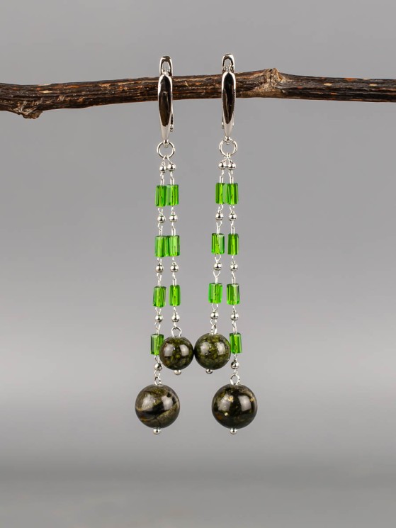 Серьги из змеевика "Карамель" 03-1750