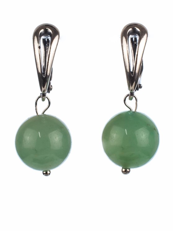 Серьги "Классика 12" нефрит нс-7913