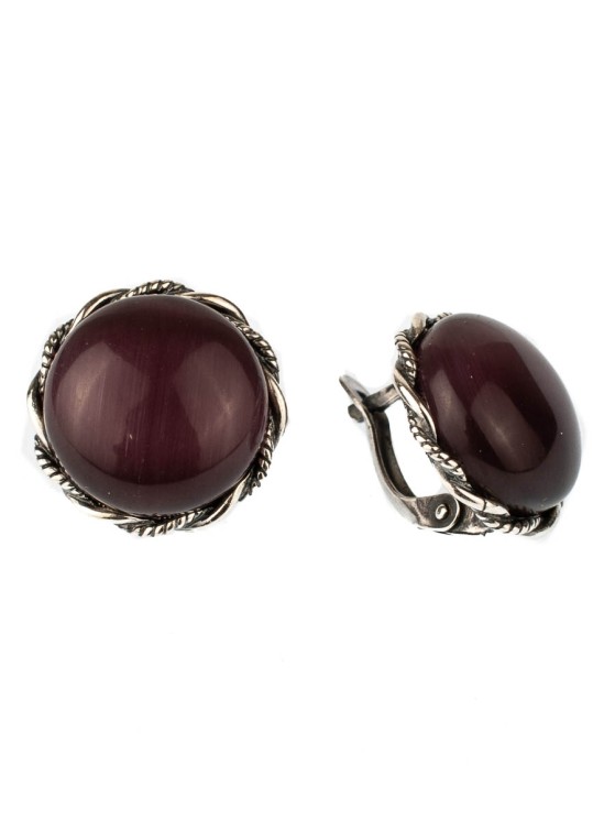 Серьги из кошачьего глаза "Косичка" сг-993-КГФ