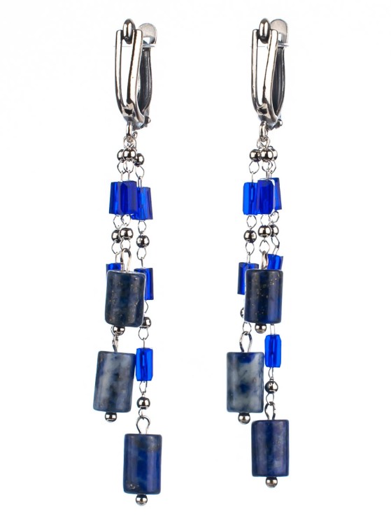 Серьги из содалита "Карамель" 03-1319