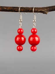 Серьги «Дарина» иск. коралл с8399