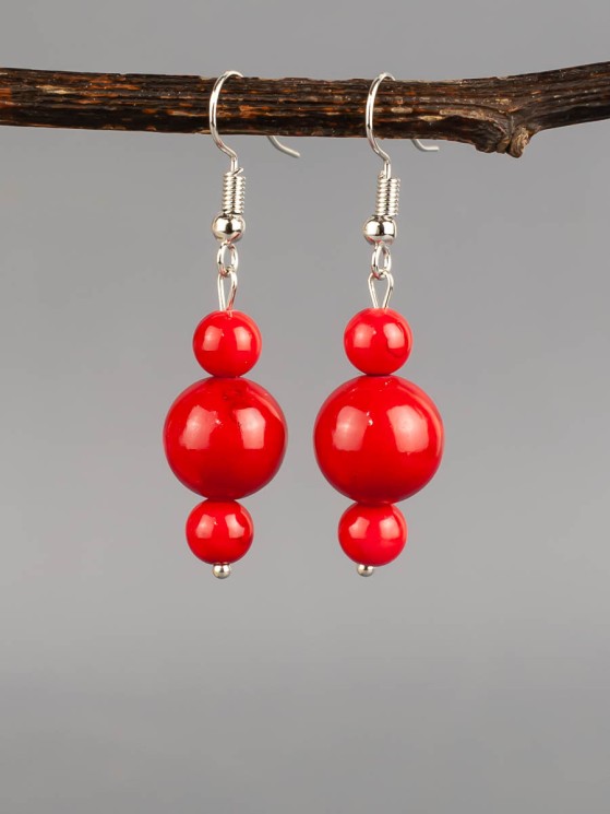 Серьги «Дарина» иск. коралл с8399