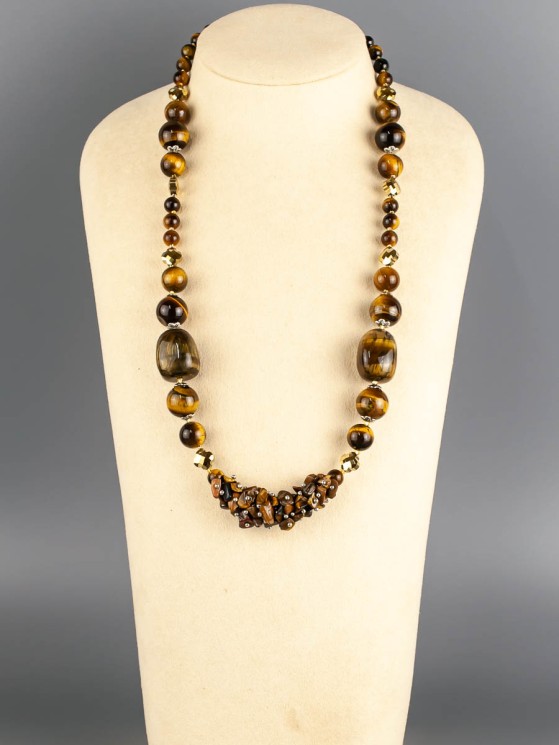 Бусы из тигрового глаза "Краски осени" 10-184