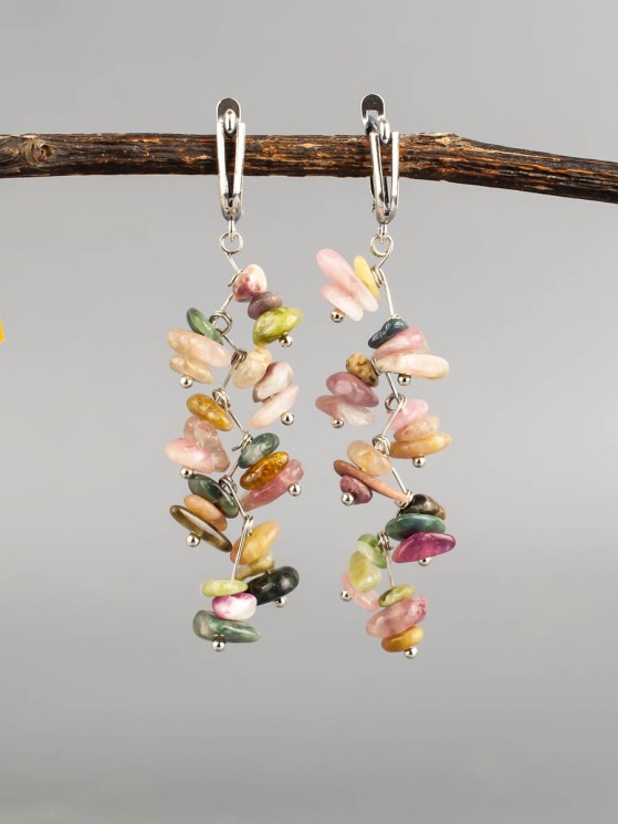 Серьги из турмалина "Веточка" 03-1659