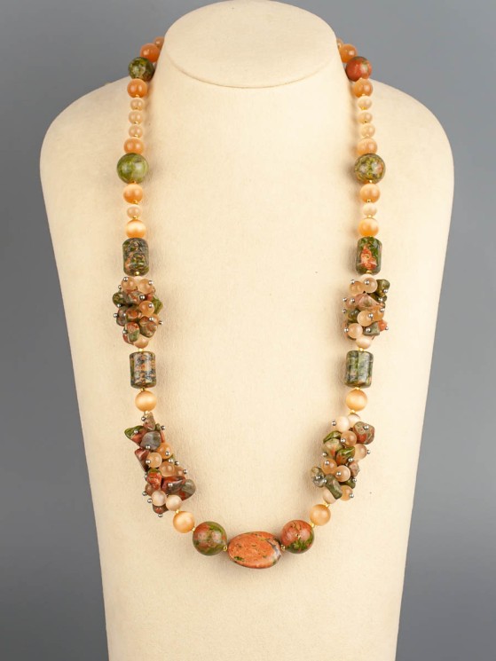 Бусы из унакита "Краски лета" 10-058