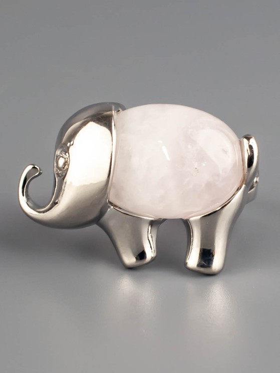 Кольцо из розового кварца "Слоник" 04-891