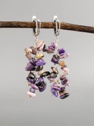 Серьги из чароита "Веточка" 03-1660