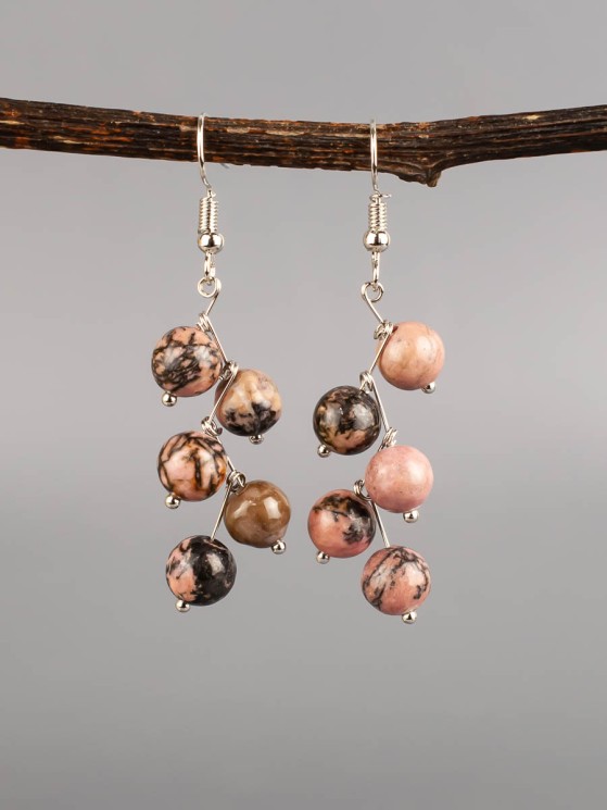 Серьги "Ёлочка" родонит с8319