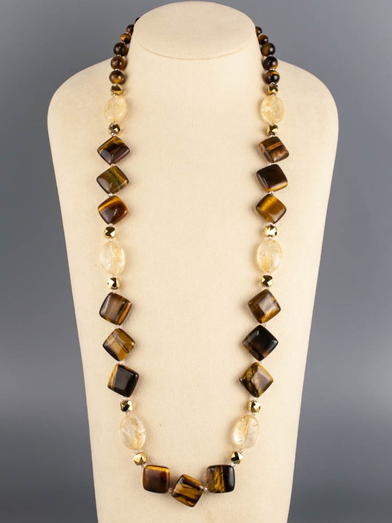 Бусы из тигрового глаза "Краски осени" 10-185