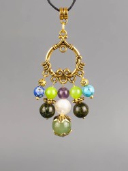 Кулон-оберег со шнурком  "7 камней - Водолей" пд-1081