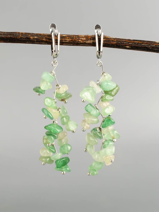 Серьги из нефрита "Веточка" 03-1661