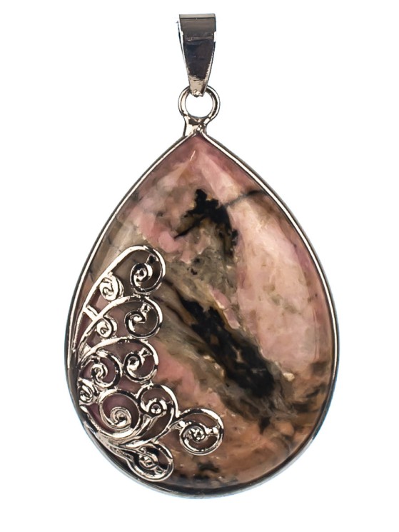 Кулон из родонита «Дивный сад» 01-595