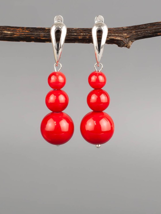 Серьги "Дарина" иск. коралл нс-7937