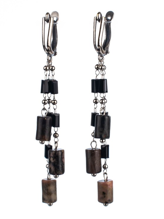 Серьги из родонита "Карамель" 03-1321