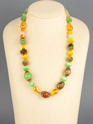 Бусы из кошачьего глаза "Краски лета" 10-054