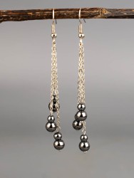 Серьги из гематита "Каскад" 03-1722