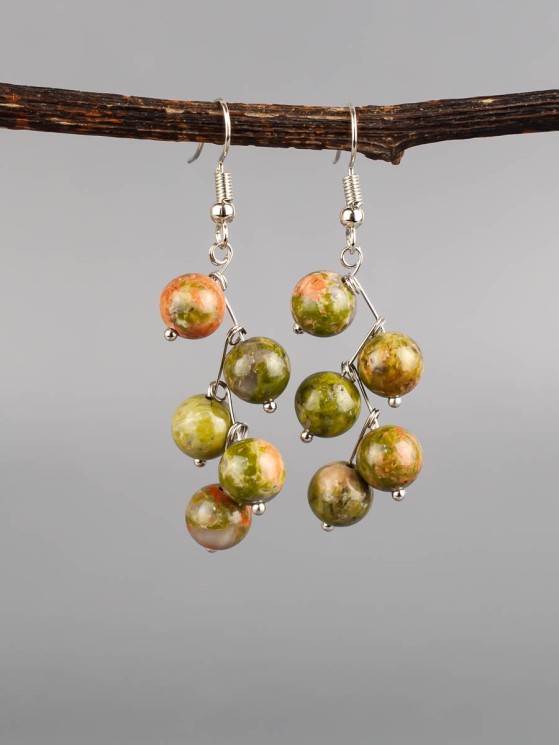 Серьги "Ёлочка" унакит с8322