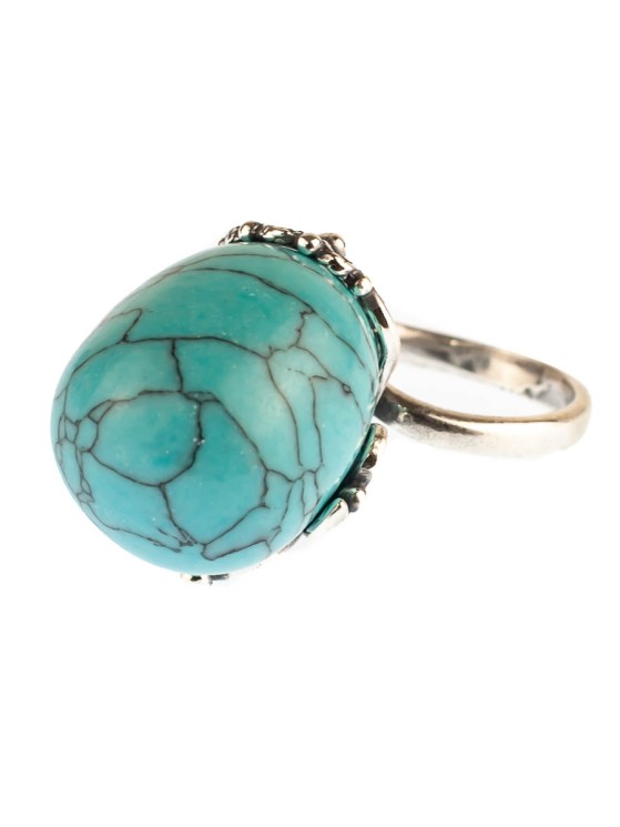 Кольцо из им. бирюзы "Вензель" кг-153-БРГ