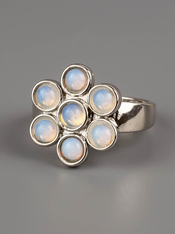 Кольцо из лунного камня "Цветик-семицветик" 04-709