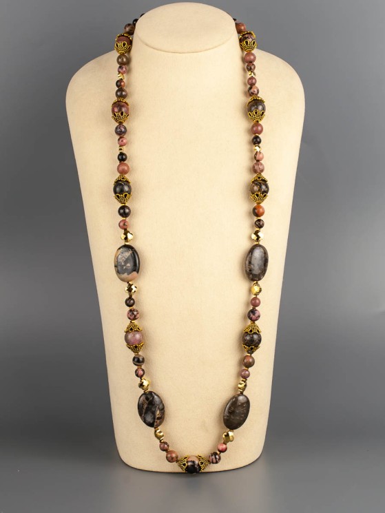 Бусы из родонита "Заветное желание" 10-118