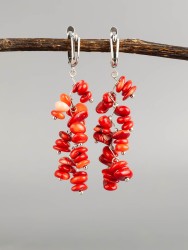Серьги из коралла "Веточка" 03-1664