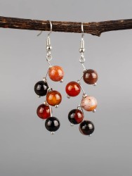 Серьги "Ёлочка" сардоникс с8323