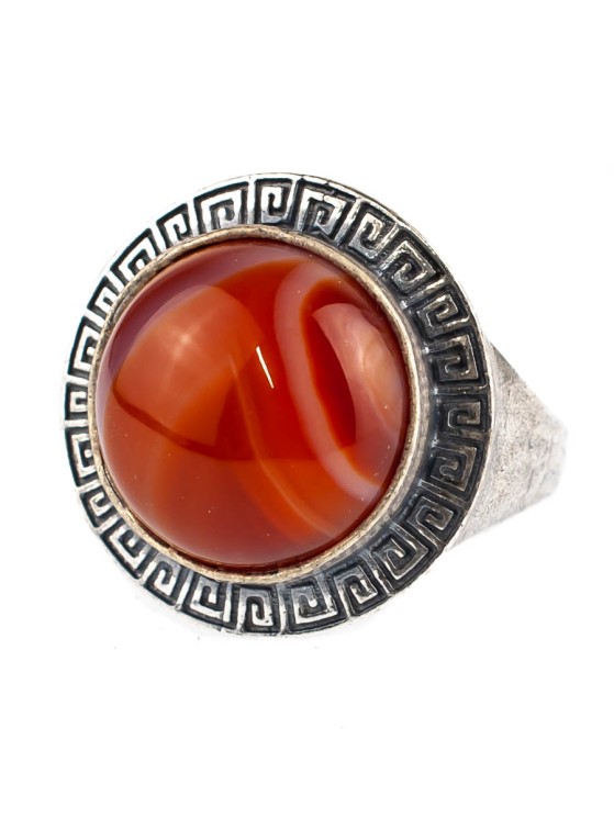Кольцо из сердолика "Меандра" кг-207-СР