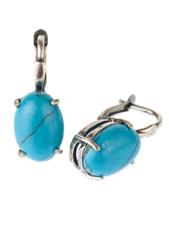 Серьги из иск. бирюзы "Визит" сг-104-БРГ