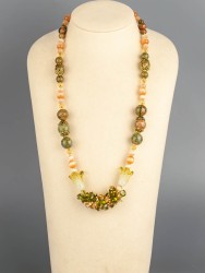 Бусы из унакита "Краски лета" 10-056