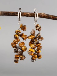 Серьги из тигрового глаза "Веточка" 03-1665