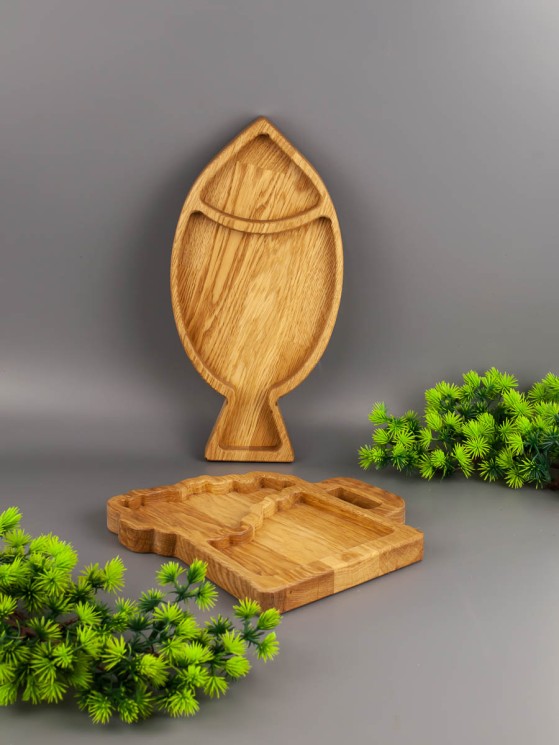 Набор менажниц из дерева дуб "Пивная кружка и рыба" 54-108