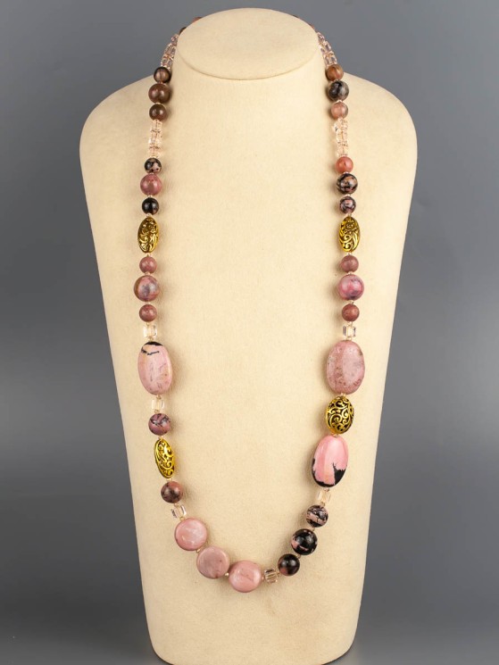 Бусы из родонита "Заветное желание" 10-120