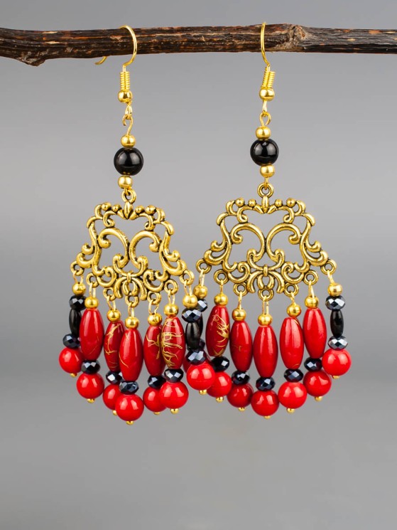 Серьги из коралла "Восток" 03-1726