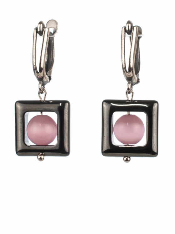 Серьги из кошачьего глаза "Артистка" 03-761