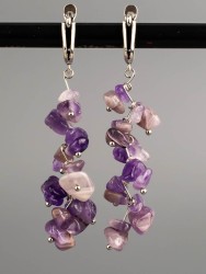 Серьги из аметист "Веточка" 03-1489
