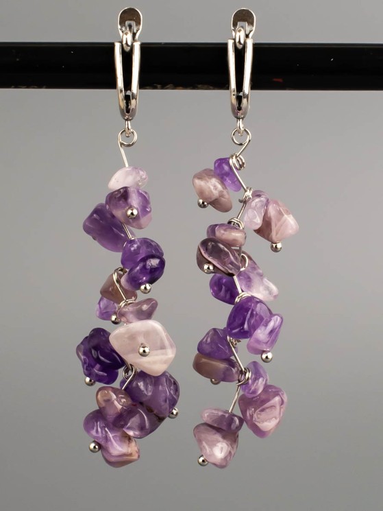 Серьги из аметист "Веточка" 03-1489