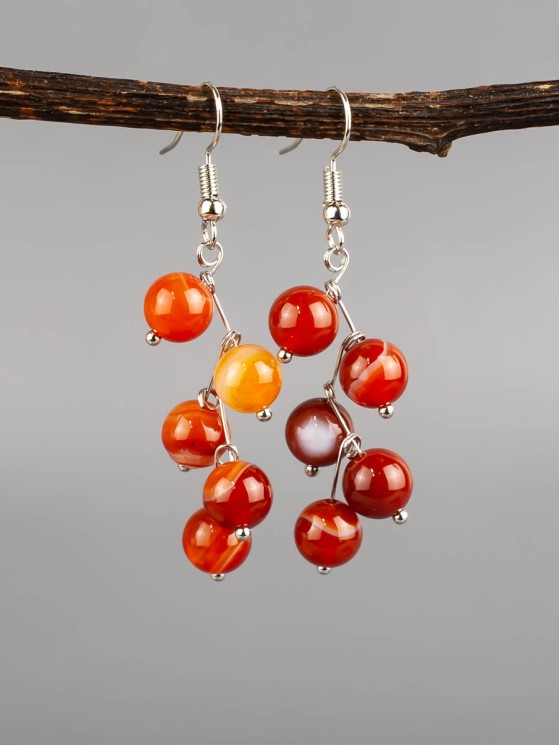 Серьги "Ёлочка" сердолик с8326