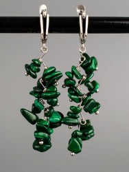 Серьги из малахита "Веточка" 03-1490